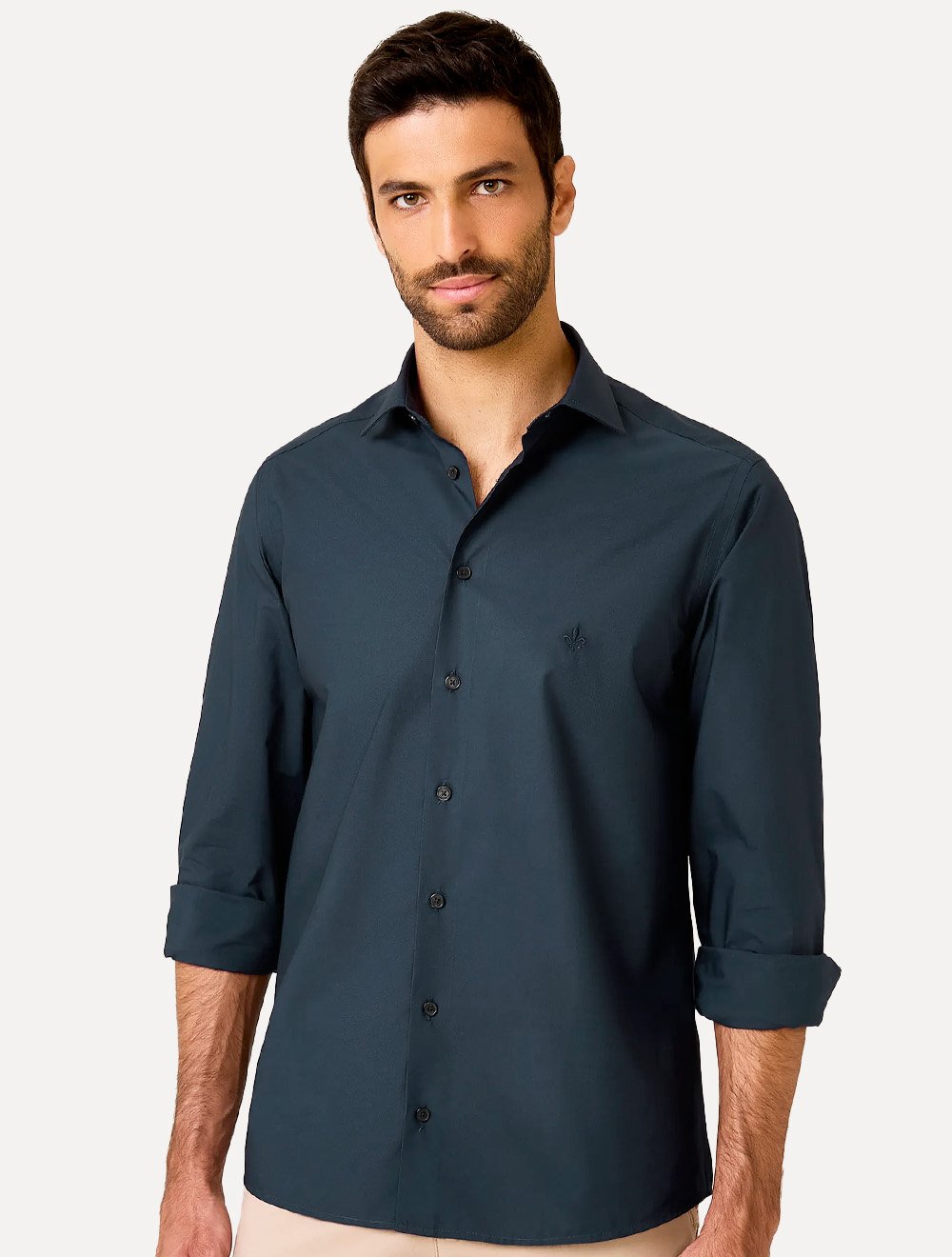 Camisa Dudalina Masculina Slim Superfine Cotton Azul Marinho