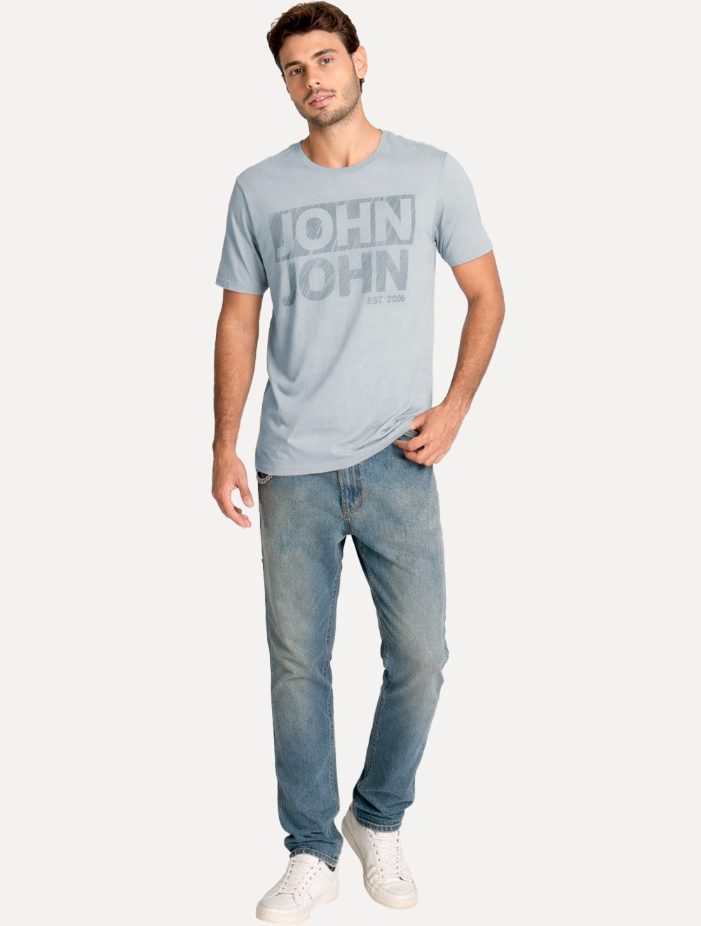 Camiseta John John Masculina Regular Fit Fall Azul Claro
