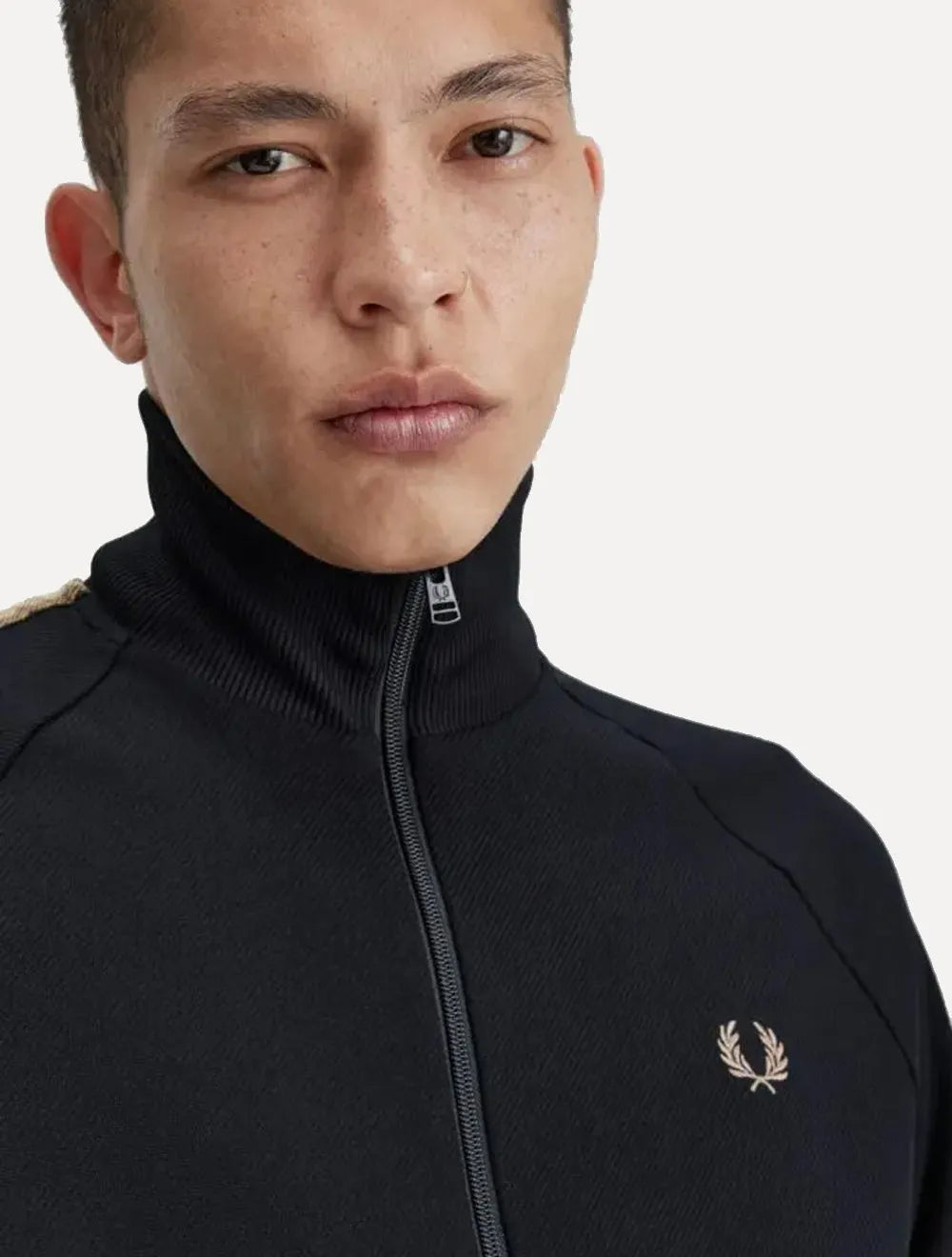 Jaqueta Fred Perry Masculina Crochet Taped Track Preta