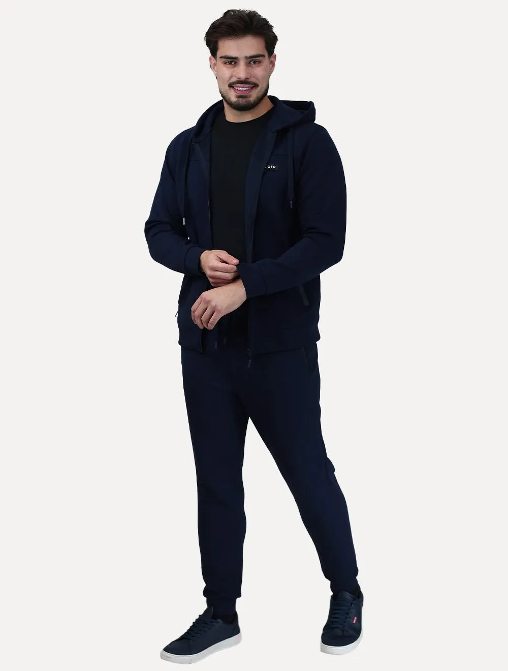Conjunto Dixen Agasalho Moletom Jaqueta com Zíper Frontal Azul Marinho