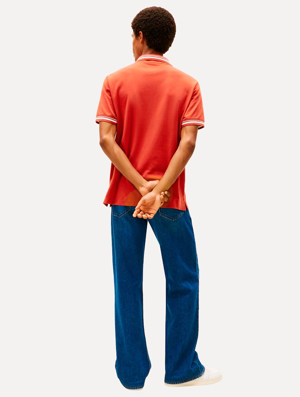 Camisa Polo Tommy Jeans Masculina Piquet Regular Tipped Laranja