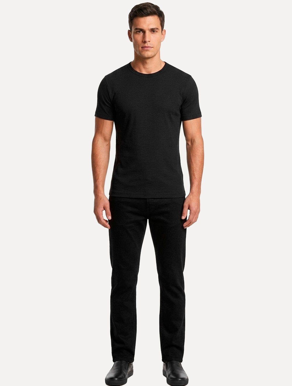 Camiseta Calvin Klein Jeans Masculina Manga Curta Ribana Gola Preta