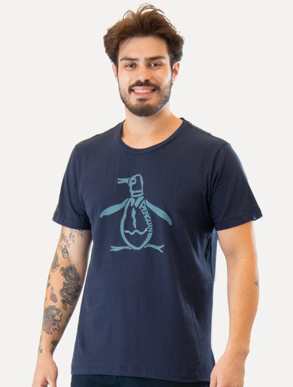 Camiseta Original Penguin Masculina Blue Mascot Logo Azul Marinho