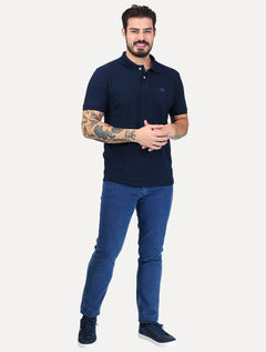 Polo King & Joe Masculina Piquet Logotipo Azul Marinho