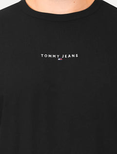 Camiseta Tommy Jeans Masculina Frontal Linear Logo Preta