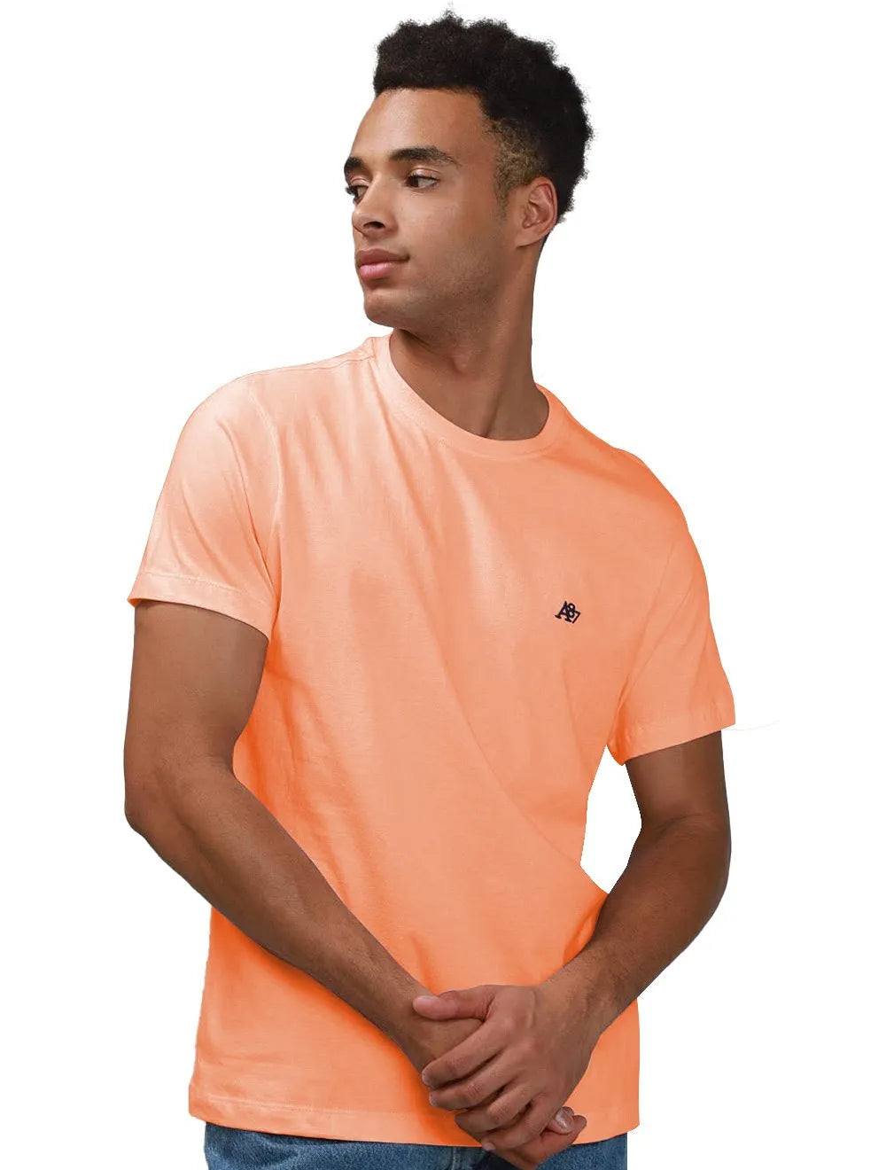 Camiseta Aeropostale Embroidered Navy Logo NYC A87 Laranja Claro