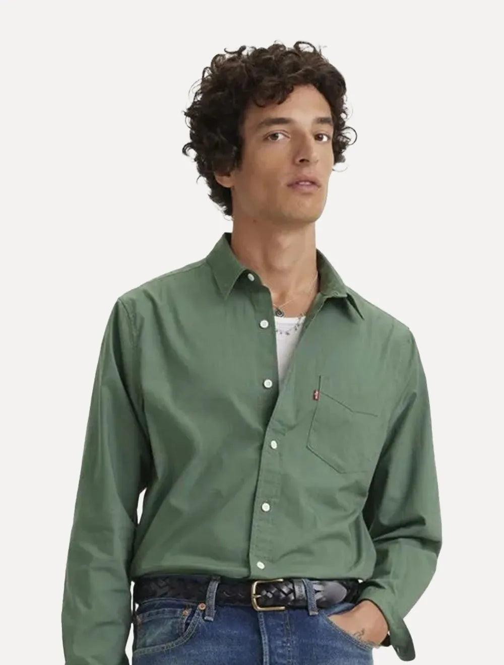 Camisa Levis Masculina Sunset One Pocket Verde Escuro