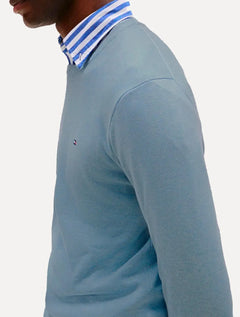 Suéter Tommy Hilfiger Masculino Crewneck Essential Cotton Azul Médio