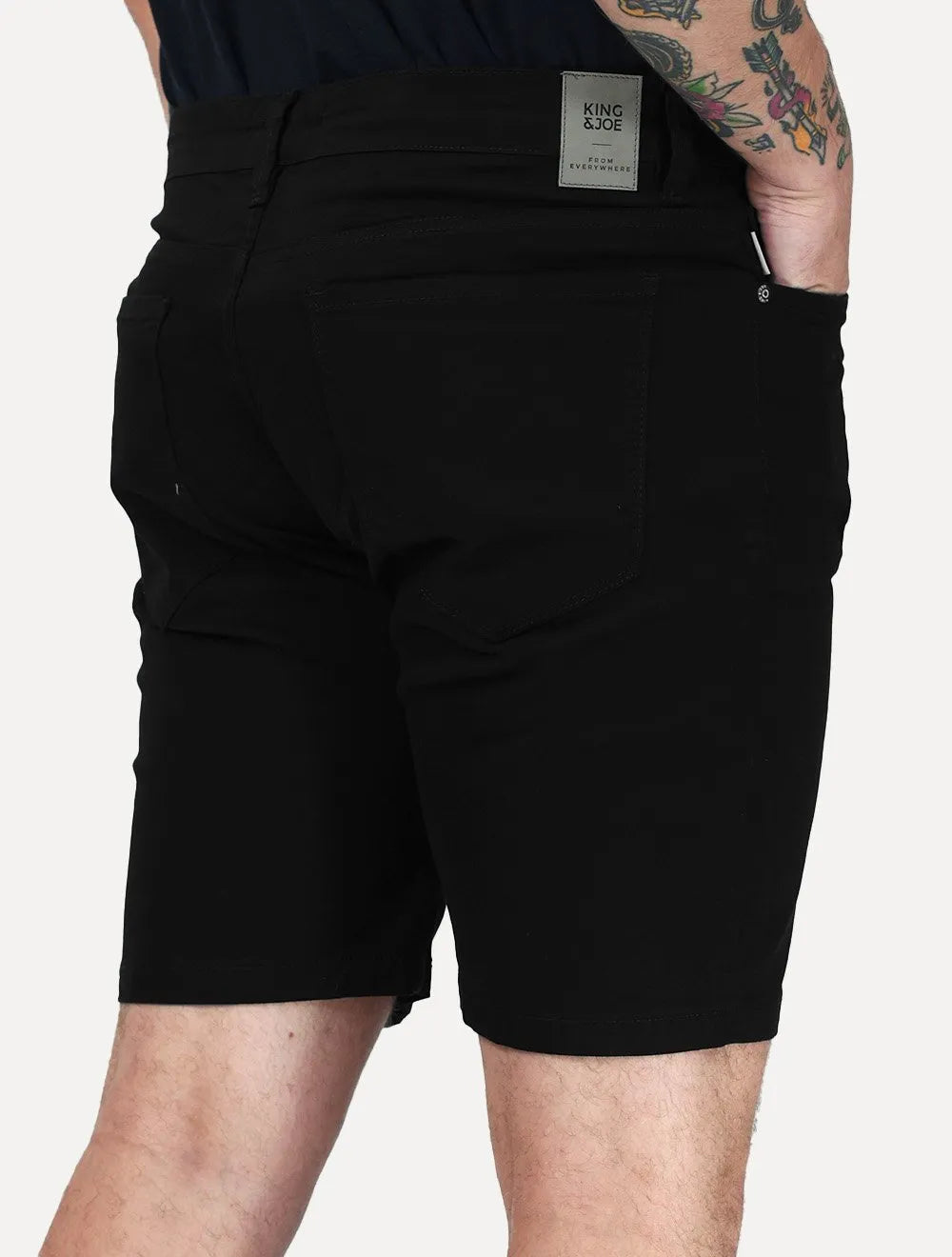Bermuda King & Joe Masculina Slim Sarja 2X1 Five Pockets Preto