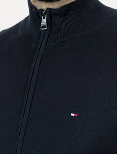 Suéter Tommy Hilfiger Masculino Essential Cotton Zip Through Azul Marinho