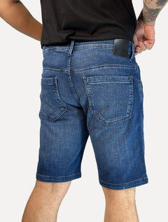 Bermuda Dudalina Masculina Moletom Slim Denim Jeans Escuro