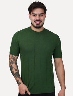 Camiseta Dixen Masculina Tricot Manga Curta Gola Careca Verde