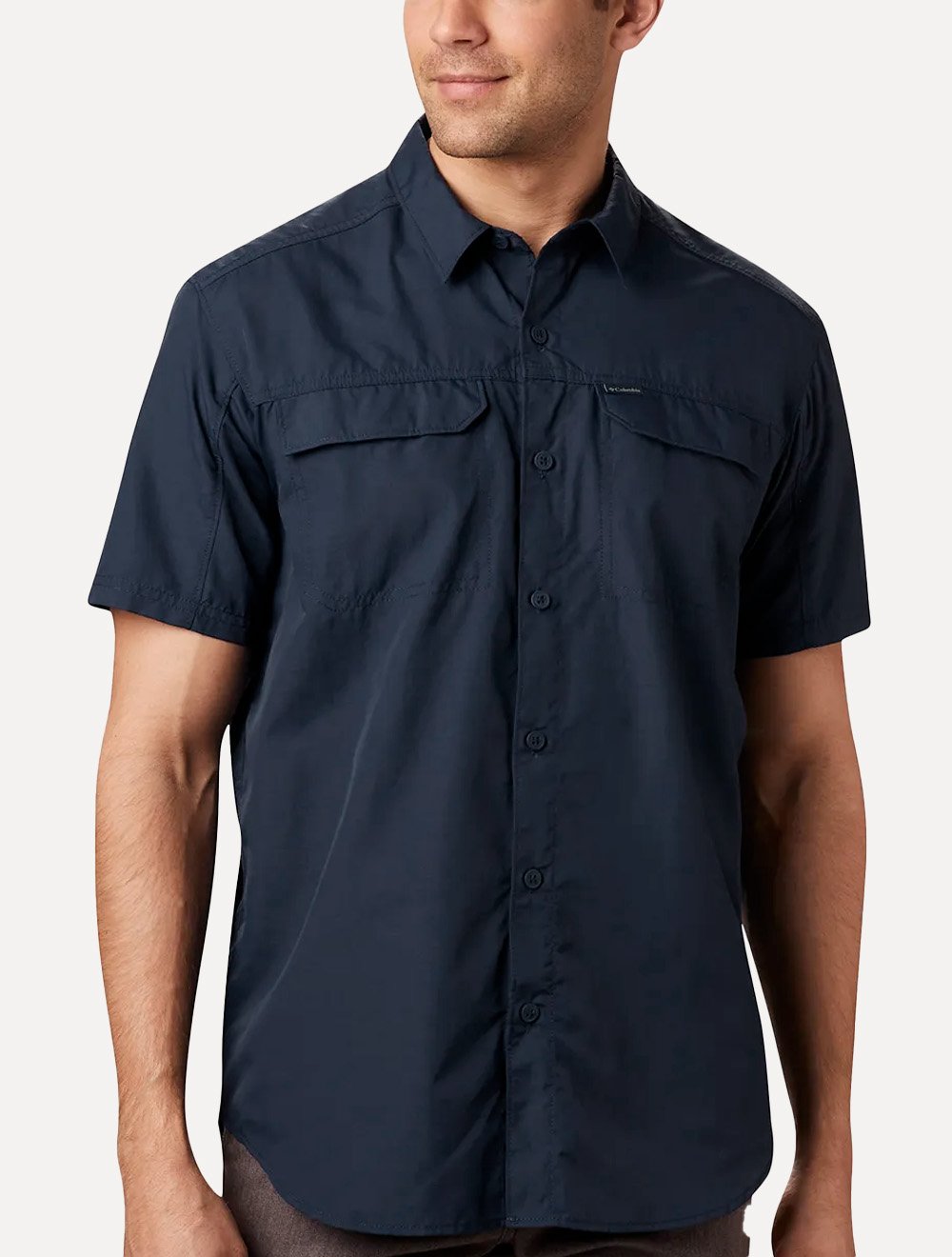 Camisa Columbia Masculina Manga Curta Silver Ridge Pockets Azul Marinho