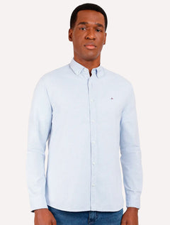 Camisa Aramis Masculina Slim Oxford Button Down Azul Mescla