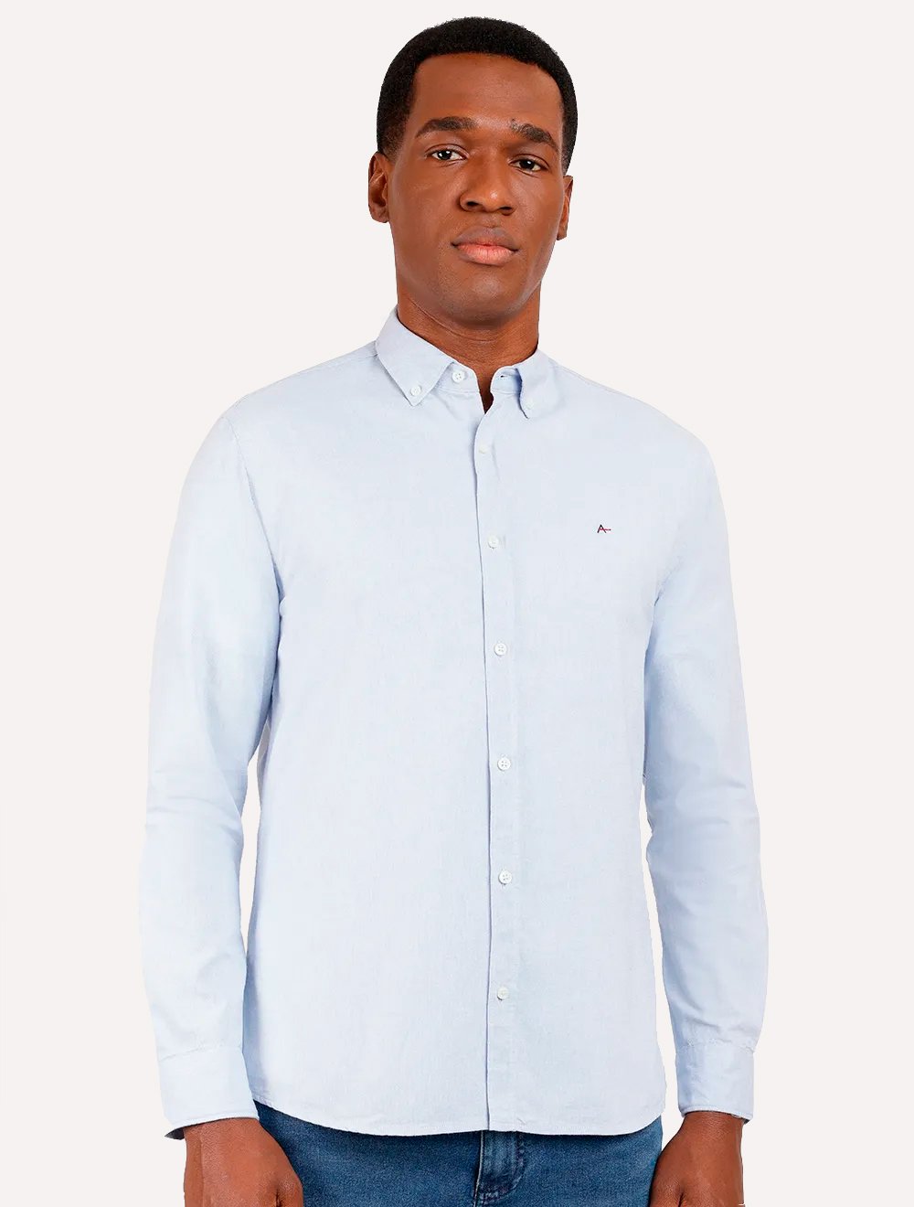 Camisa Aramis Masculina Slim Oxford Button Down Azul Mescla