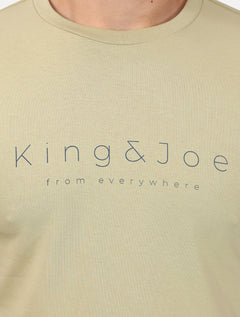 Camiseta King & Joe Masculina Premium Cotton Flex Estampada Cáqui