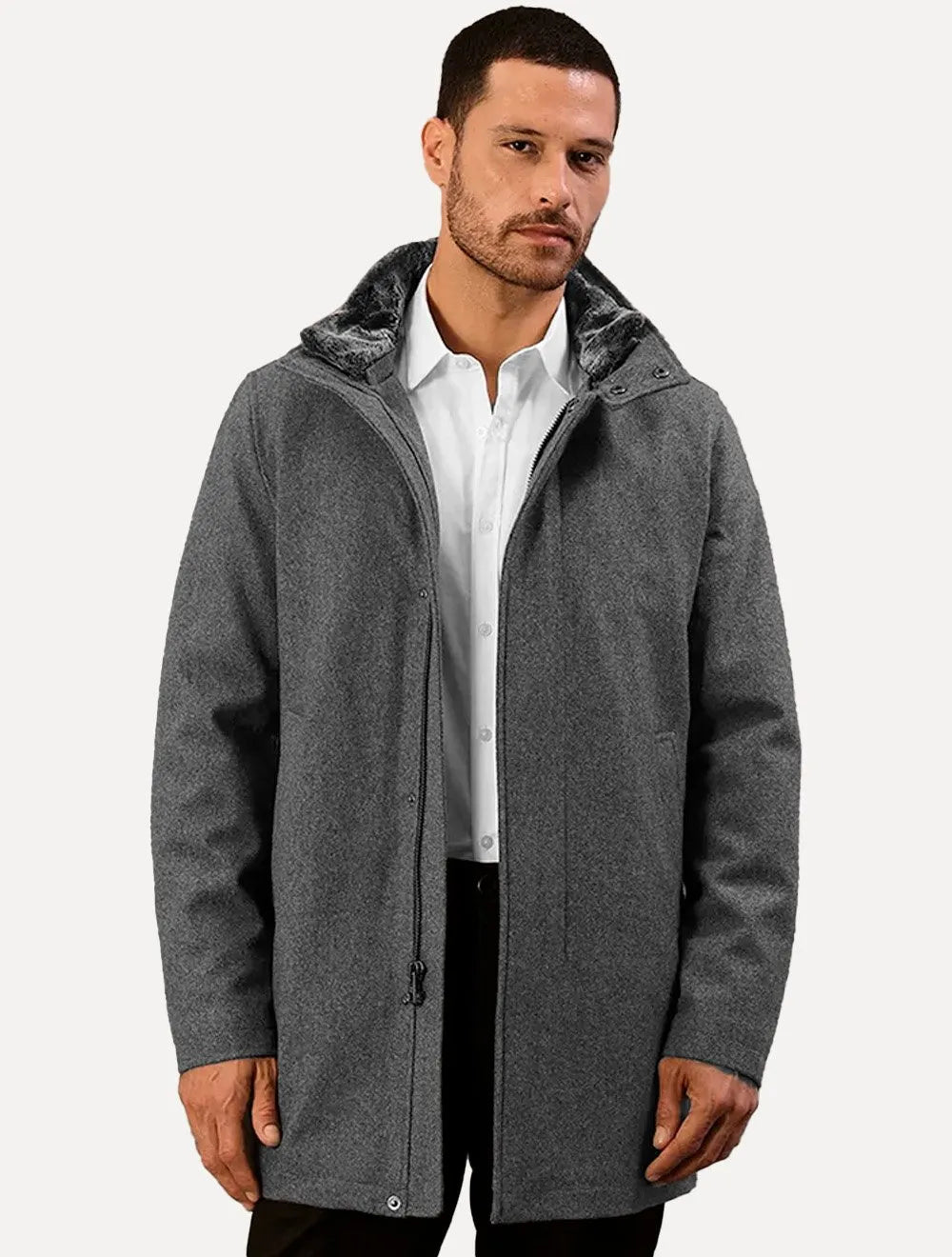 Casaco Calvin Klein Jeans Masculina Lã Alongado Cinza Mescla