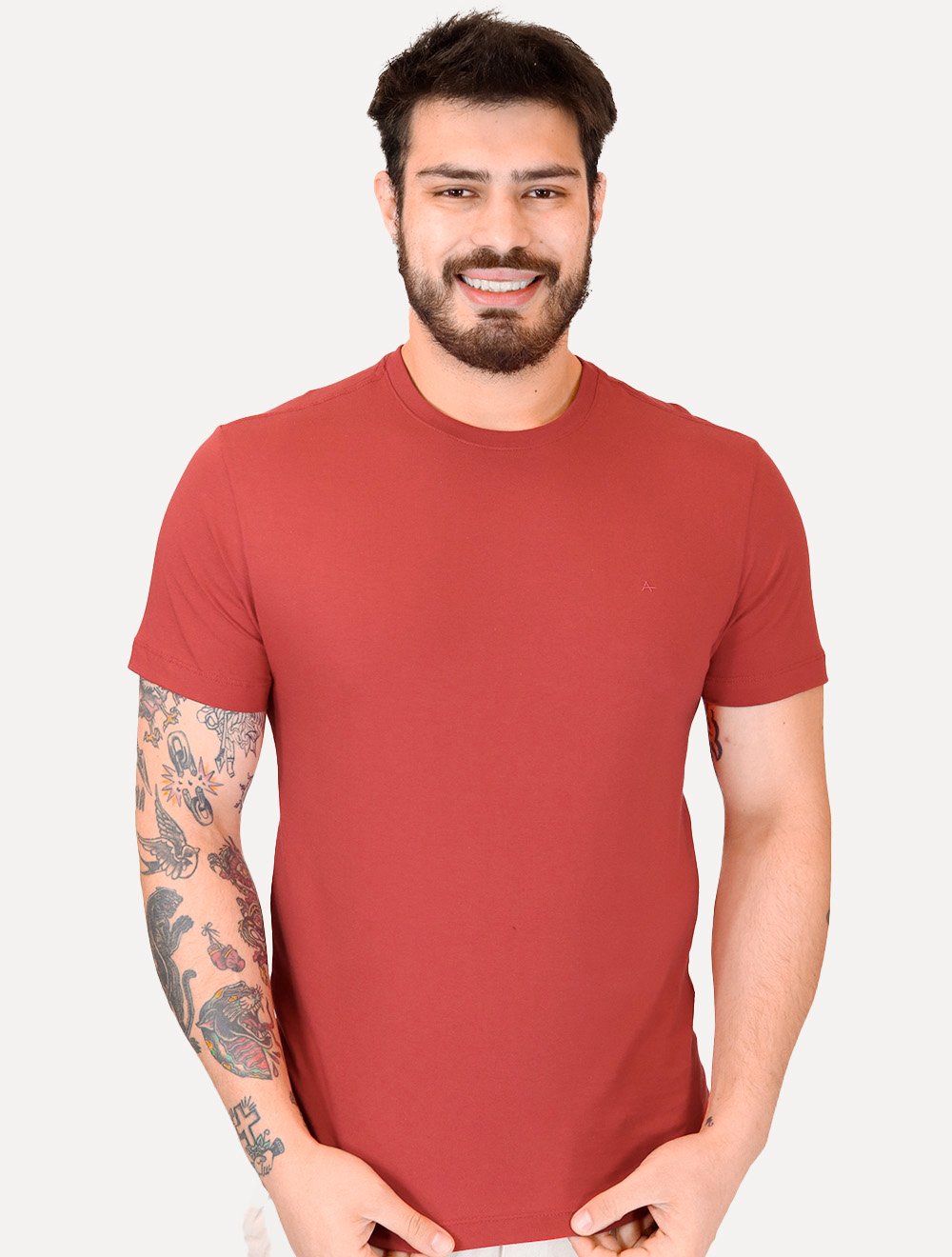 Kit Camisetas Aramis | Masculina Basic Lisa Branca/Vermelha