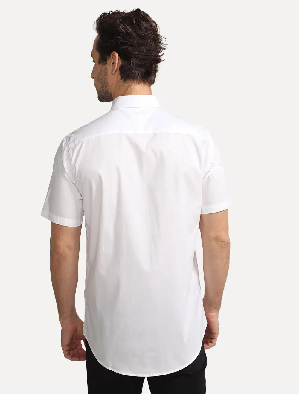 Camisa Tommy Hilfiger Masculina Manga Curta Regular Pocket Poplin Branca