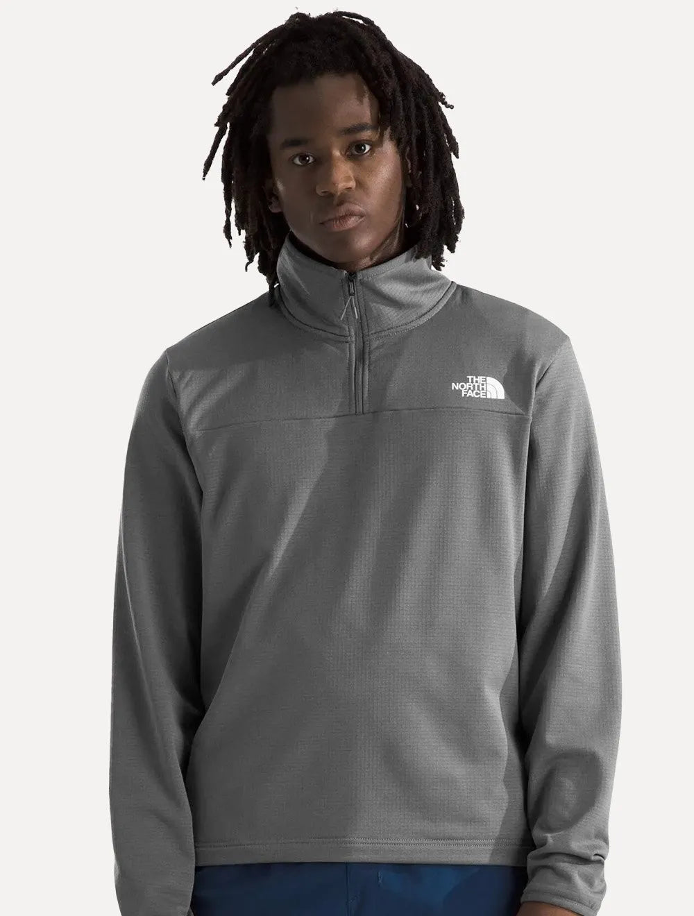 Blusa The North Face Masculina Pulover Cedar Trail Grid Fleece 1/4 ZIP Cinza