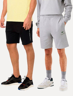 Kit Bermudas Masculina Calvin Klein Jeans e Lacoste | Moletom Preta/Cinza Mescla