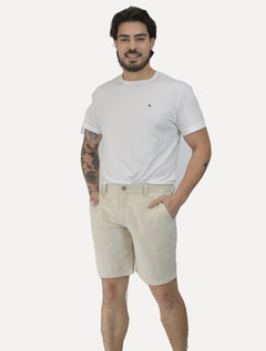 Bermuda Sergio K Masculina Chino Sarja Elastano Areia