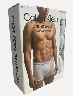 Cuecas Calvin Klein Low Rise Trunk Light Print Preta/ Branca/ Mescla Pack 3UN