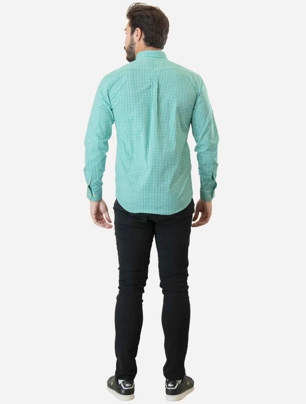 Camisa Ralph Lauren Masculina Slim Fit Stretch Poplin Verde Turquesa