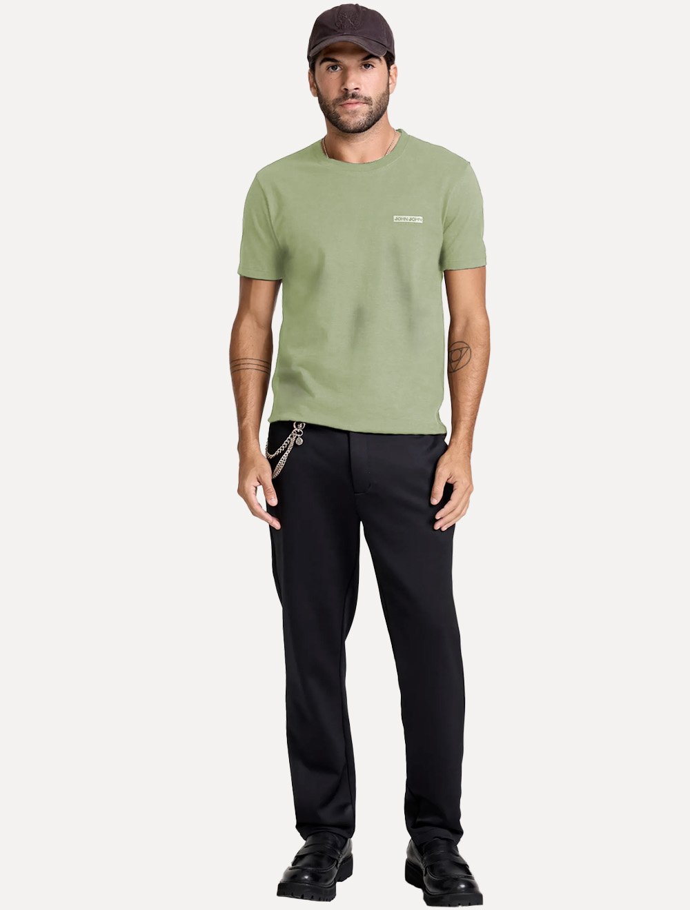Camiseta John John Slim Fit Flame Verde Mescla