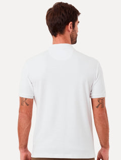 Polo Original Penguin Masculina Piquet Lisa Patch Branca