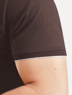 Camiseta Aramis Masculina Grey Friso Gola Mono Logo Marrom Escuro
