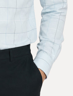 Camisa Dudalina Masculina Slim Superfine Cotton Maxxad Azul Claro