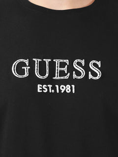 Camiseta Guess Masculina Bordado Peito Logo 1981 Preta