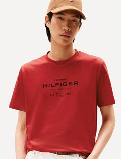 Camiseta Tommy Hilfiger Masculina Center New Stack Vermelha