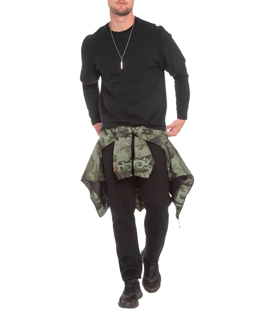 Blusa John John Masculina Moletom Double Layer Preta