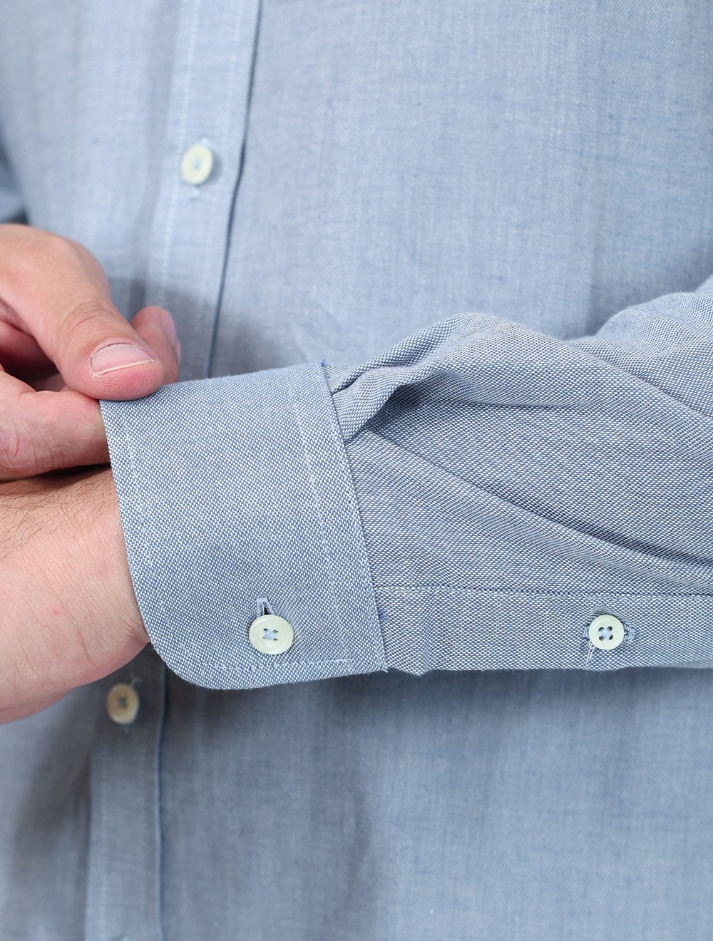 Camisa Dudalina Masculina Slim Fit Superfine Cotton Azul Mescla