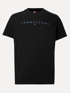 Camiseta Tommy Jeans Masculina Core Linear Blue Logo Preta