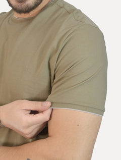 Camiseta Aramis Masculina White Friso Gola Cáqui