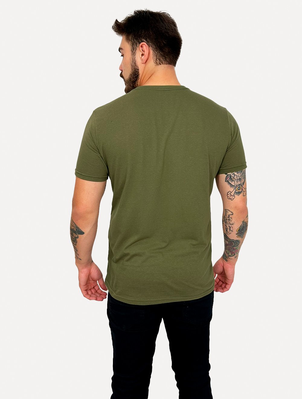 Camiseta King & Joe Masculina Slim Eco Crewneck Pocket Verde Militar