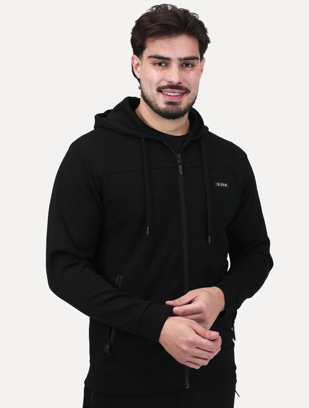 Conjunto Dixen Agasalho Moletom Jaqueta com Zíper Frontal Preto