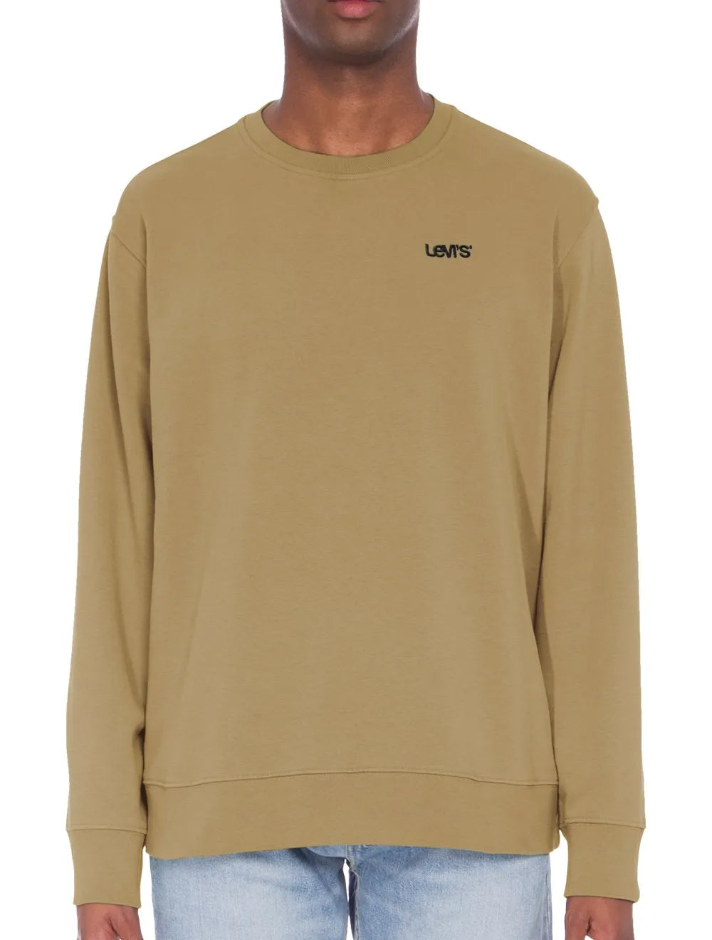 Moletom Levis Masculino Crewneck Fleece Embroidered Cáqui