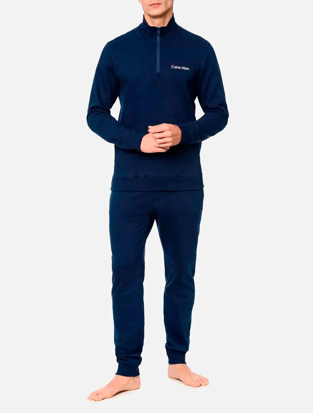 Moletom Calvin Klein Loungewear Masculino Half Zip Modern Logo Azul Marinho