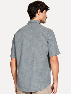 Camisa Aramis Masculina Manga Curta Regular Mini Xadrez Azul/Cinza