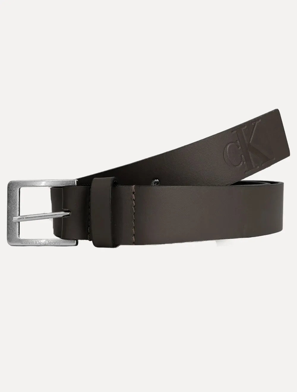 Cinto Calvin Klein Masculino Couro Queima CK Marrom Café