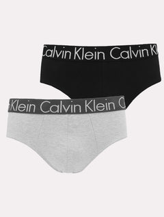 Cueca Calvin Klein Brief Cotton Stretch C11.03 CZ05 Preta e Cinza Pack 2UN