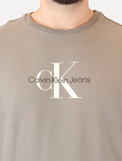 Moletom Calvin Klein Jeans Masculino Crewneck Logo New RE Issue Cáqui Médio