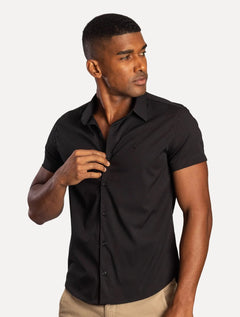 Camisa Sergio K Masculina Manga Curta Elastano Preta