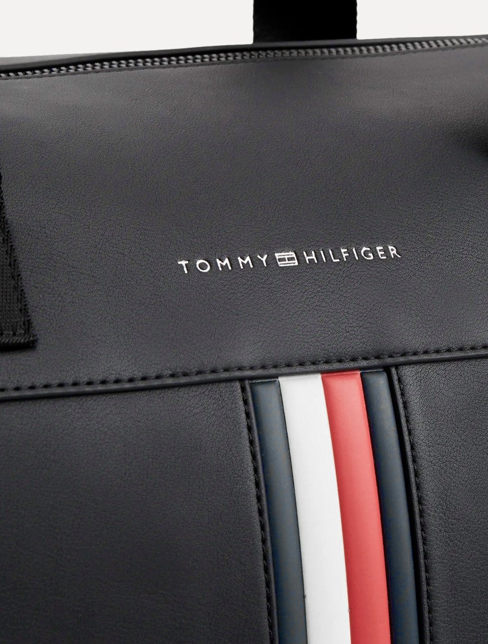 Bolsa Tommy Hilfiger Metallic Logo Signature Tape Duffel Bag Masculino Preto