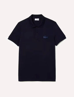 Polo Lacoste Masculina Regular Piquet Quilted Crocodile Badge Azul Marinho