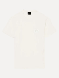 Camiseta Armani Exchange Masculina Regular Fit  Cotton Patch AX Off White